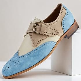 Zweifarbige Oxford-Schuhe im Vintage-Stil für Herren aus Wildleder und Leder mit Brogue-Details und Schnallenriemen – perfekt für formelle und halbformelle Anl