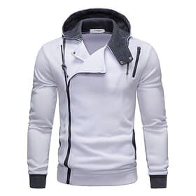 Homens Moletom Full Zip Hoodie Vinho Com Capuz Bloco de cor Patchwork Desportos e Ar livre Diário Feriado Poliéster Roupa de rua Básico Casual Primavera Outon