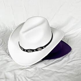 White Western Cowboy Hat Women's Men's Curly Cowboy Girl Fedora With Leather Fedora Toca Toca Rider Hat