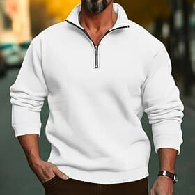 Per uomo Maglia Felpa con zip corta Rosso Grigio chiaro Grigio scuro Mezza zip Semplice Quotidiano Sport Outdoor Ferie Poliestere Streetwear Essenziale Casual