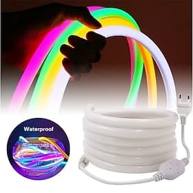 Waterproof 360 Round Neon Led Light Strip Tube Flexible Rope Lights Pool Light Strip Holiday Home Decoration for Indoors Outdoors DIY Decor 100~240V