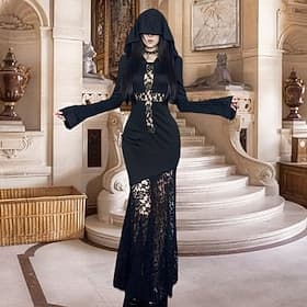 Punk Gothic Cocktail Dress Vintage Dress Dress Masquerade Goth Girl Morticia Addams Fancy Dress Women's Masquerade Halloween Prom Festival Adults' Dress