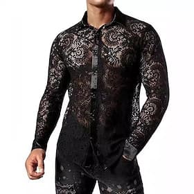 Rétro Vintage Disco Blouse / Chemise Disco Dentelle Déguisement Homme Mascarade Soirée et occasion spéciale Décontracté Quotidien Défilé de la Fierté Adulte Ch