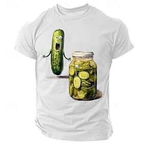 Herren Lustige schreiende Gurke Gurkenglas Grafik T-Shirt Kurzarm
