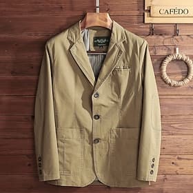 Per uomo Blazer Affari Cocktail party Ricevimento di matrimonio Moda Casual Primavera Autunno Poliestere Semplice Tasca Bottoni Confortevole Monopetto Giacca
