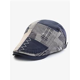Men's Vintage Patchwork Flat Cap – Casual Cotton Newsboy Hat for Stylish Daily Wear