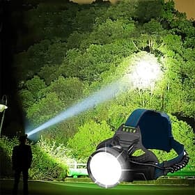 Super Bright LED Rechargeable Headlamp, USB Headlamp 4 Modes IPX5 Waterproof 90° Adjustable for Camping, Hiking, Running, Hunting, Cycling