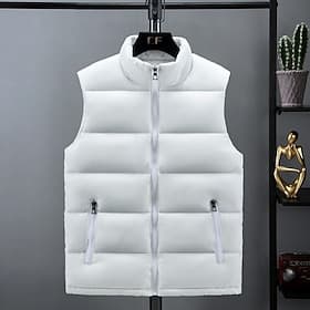 Men's Puffer Vest Padded Gilet Quilted Vest Daily Date Vacation Fashion Casual Fall Winter Pocket Polyester Warm Comfortable Solid Color Zipper Stand Collar R