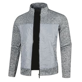 Per uomo Cardigan Maglione Maglione corto Maglione con zip Maglione lavorato a maglia A coste Maglia Standard Collage Tasche Color Block Colletto alla coreana