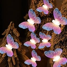 Butterfly String Lights, 1.5M/3M, 10/20 LEDs Battery-Powered Fairy Lights for Indoor Outdoor Decor