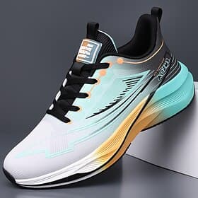 Men's Gradient Running Shoes – Lightweight Cushioned Athletic Sneakers in Black, Purple Orange for High-Performance Sports