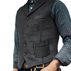 Hombre Chaleco Diario Cita Vacaciones Moda Casual Primavera Otoño Botones Bolsillo 80% algodón Cómodo Plano Recto 1 botón Diseño Ajuste regular Azul Marino Ca