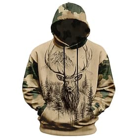 Hombre Venados Sudaderas Moda Diario retro de la vendimia Manga Larga Cuello Barco Festivos Noche Ropa de calle Caqui Correa Otoño Invierno Diseñador S M L XL