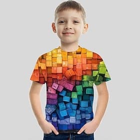 Boys 3D Optical Illusion T shirt Short Sleeve 3D Print Summer Active Sports Streetwear Kids 3-12 Years School Outdoor Daily