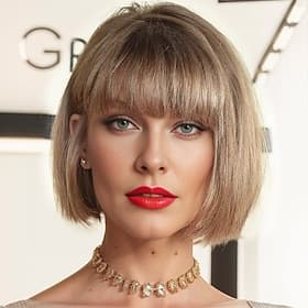 perruques inspirées de taylor swift perruque synthétique perruque courte droite coupe au carré perruque courte brun moyen / blond décoloré cheveux synthétiques