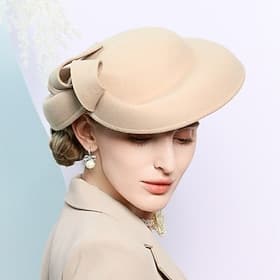 Hüte 100% Wolle Fedora Hut Untertasse Hut Hochzeit Teeparty elegante Hochzeit mit Bowknot Spleißen Kopfbedeckung Kopfbedeckung