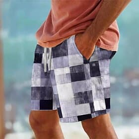 Herre Badeshorts Ruter Snorer Med lommer Hurtigtørkende Med lommer Surfeshorts Badedrakt Surfing Strand Vannsport Sommer