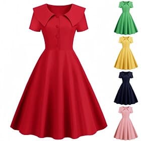 1950s Retro Vintage Dress Swing Dress Flare Dress Solid Color Fit Flare Swing Fancy Dress Women's Valentine's Day Event / Party Date Tea Party Adults' Dress S