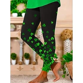 kvinners st. patrick's day leggings kløver full lengde svart fall