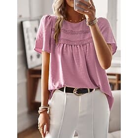 Women's T Shirt Fashion Modern Casual Short Sleeve Regular Tops Crew Neck Daily Weekend White Pink Brown Summer