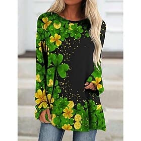 dames st. patrick's day t-shirt dagelijks casual lange mouw groen herfst winter