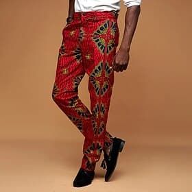 Men's Graphic Artwork Dress Pants Mid Waist Vintage Casual Outdoor Vacation Home Zipper Pocket Summer Spring Fall 3D Print Red