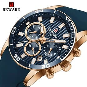 REWARD Hommes Montres à quartz Mode Décontractée Montre Bracelet Lumineux Calendrier Chronographe IMPERMÉABLE Gel de Silicone Suivre