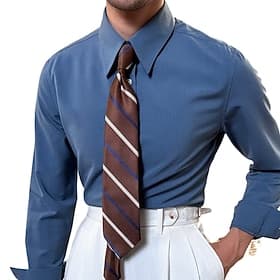 Men's Shirt Spearpoint Collar Shirt Dress Shirt Non Iron Shirt Button Up Shirt Plain Casual Daily Blue Black Long Sleeve Lapel Spring Fall Clothing Apparel