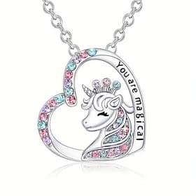 Kids Girls' Necklace Active Sweet Party Birthday Unicorn Silver