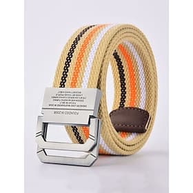 verstellbarer Nylon-Canvas-Gürtel mit Streifendesign und Metallschnalle, robuster Freizeitgürtel für Männer und Frauen, perfekt für Outdoor-Aktivitäten, Sport