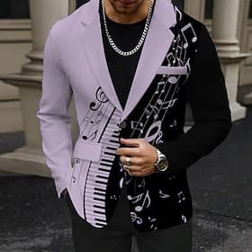 Homme Notes de Musique manche longue Col Rabattu Affaires Occasionnel Quotidien Tenue de soirée Boutons Imprimé Multi-poches