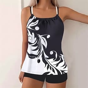 Femme Tankini Maillot De Bain Deux Pièces Dos Nu Croisé Maillots de Bain Maillots de Bain Noir Bleu Respirable Séchage rapide Poids Léger Sans Manches - Natati