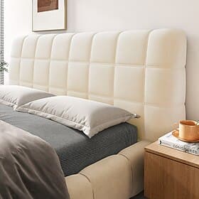 Housse de tête de lit en velours cristal avec rembourrage en coton PP, anti-poussière Housse de tête de lit antichoc, queen/king/full, côtés élastiques adaptés