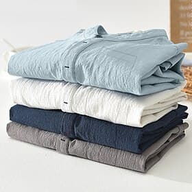 Herren leinenhemd Hemd mit Stehkragen Sommerhemd Strandbekleidung Glatt Casual Täglich Weiß Königliches Blau Blau Grau Kurzarm Ständer Sommer Bekleidung
