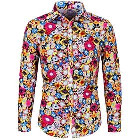 Rétro Vintage Années 1970 Chemise Hippie Fleuri Marguerite Déguisement Homme Soirée Tenue quotidienne Défilé de la Fierté Adulte Chemise