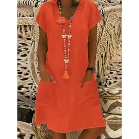 Women's Normal Mini Dress Linen-feel Dresses Cotton Linen Dresses Shift Dress Bohemia Vacation Tropical Butterfly Sleeve Casual Daily Street Regular Fit Form F