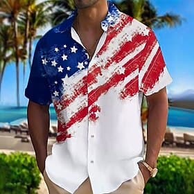 Per uomo Bandiera Americana 4 luglio, 250° anniversario degli Stati Uniti Patriottico Camicia Camicia con Bottoni Manica Corta Moda Casual Vacanza Ferie Abbigl