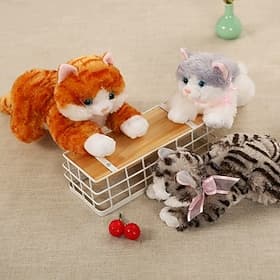 Realistic Cat Plush Toy, Soft Stuffed Animal Kitty, Lifelike Kitten Plushie, Cuddly Companion Toy for Kids, Toddlers, Birthday Christmas Gift for Girls and Boy