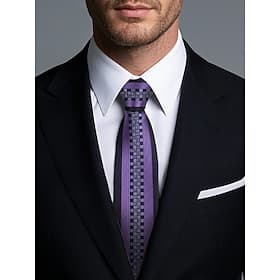 Men's Positioning Pattern 6cm Narrow Tie - Stripe, Floral, Check Pattern, Elegant Woven Silk Tie for Business, Weddings and Formal Events
