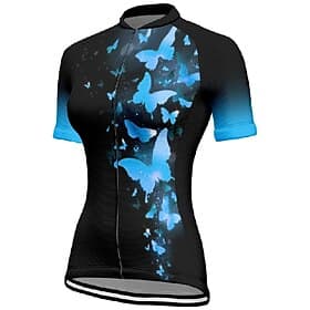Women's Cycling Jersey Butterfly Short Sleeve Bike Tee Tshirt Jersey with 3 Rear Pockets Mountain Bike MTB Quick Dry Anatomic Design Wicking Breathable Sports