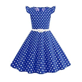1950s Retro Antiguo Rockabilly Vestidos Vestido swing Lunares Disfraz Chica Carnaval Mascarada Ropa Cotidiana Despedida de Soltera Niños Vestido Vestidos de fi