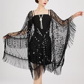 Années Folles Années 1920 Rétro Vintage Châles Charleston Gatsby le Magnifique Fille Flapper Paillettes Frange à pompons Déguisement Femmes Carnaval Soirée Mar