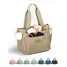 Sac fourre-tout grande capacité pour femme – sac à main en nylon imperméable avec plusieurs poches, fermeture à glissière et bandoulière pour les voyages, le t