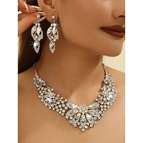 Elegant Green Crystal Jewelry Set – Statement Necklace Earrings for Women, Luxury Wedding Party Accessories