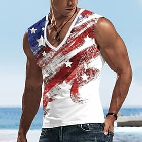 4th of July 2026 250th Memorial Day Patriotic Patriot 3D Print US Flag Crew Neck Short Sleeve T-Shirt Casual Daily Street