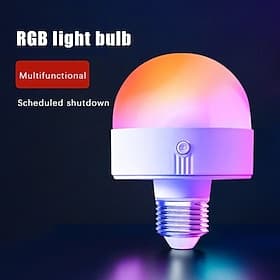 E27 Rechargeable LED Smart Light Bulbs with Remote Control Battery Operated Light Bulbs 3 Timer Dimmable Cordless RGB LED Bulb for Wall Sconce Emergency Bulb