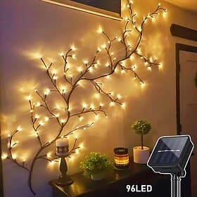 1 Pc Outdoor Solar Branch Light String 1.8M96 LED Beads Indoor and Outdoor Bedroom Restaurant Courtyard Garden Wedding Festival Party Atmosphere Decorative Lig