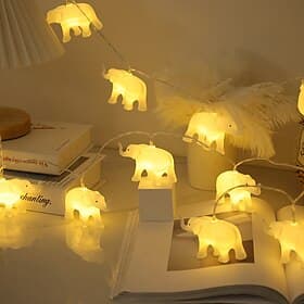 1.5m 10LEDs LED String Lights Elephant Animal Shaped Fairy String Lights Children's Room Decor Party Holiday Home Decoration Best Gift for Children
