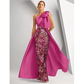 A-Line Floor Length Beaded Eembroidered Formal Dresses Mother of the Bride Dress Evening Gown Ball Gown with Overskirt Formal Dress Elegant Vintage Glittering