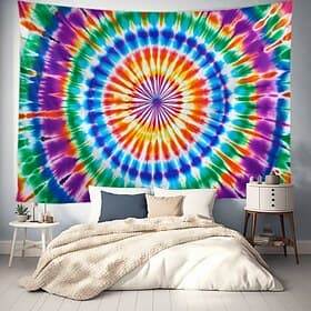 Mandala Bohemian Hanging Tapestry Tie Dye Wall Art Large Tapestry Mural Decor Photograph Backdrop Blanket Curtain Home Bedroom Living Room Decoration